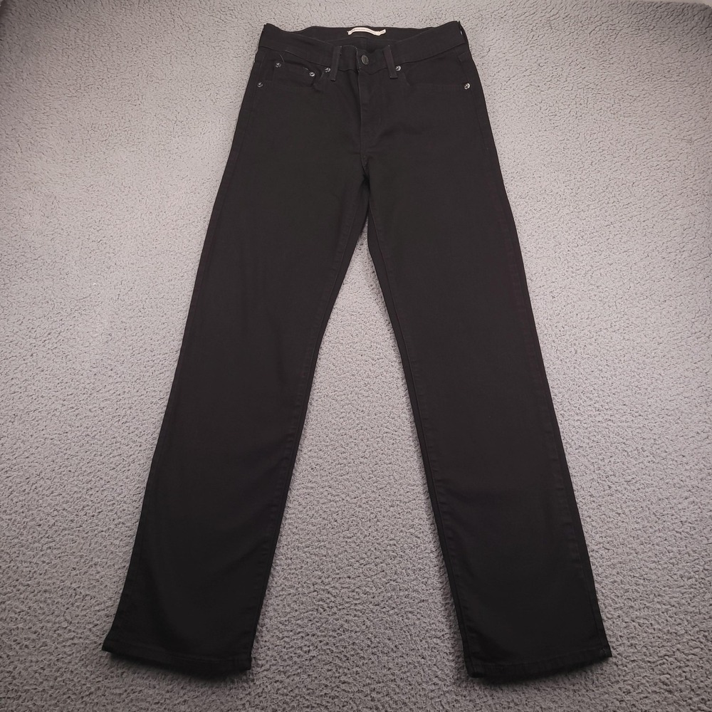LEVIS 724 High Rise Straight Jeans Womens 28 Black Stretch Denim Slim Fit